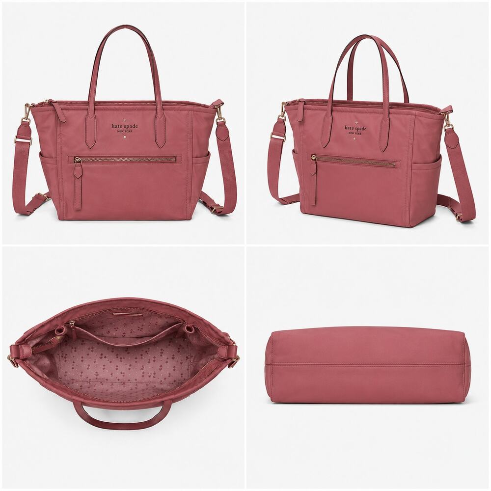 Kate Spade Nylon Tote Crossbody Bag Dusty Rose Pink Travel Lightweight Chic